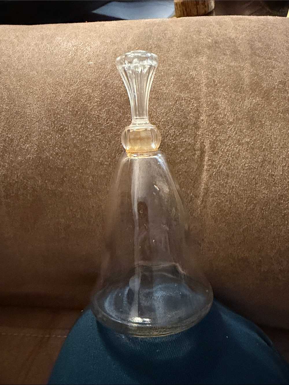 Vintage Avon Clear Glass Bath Fragrance Bottle with Gold Accent